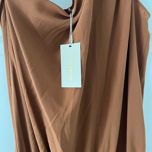 NWT Ramy Brook Lulu Copper Silk One Shoulder Jumpsuit size Large L $465 - Picture 3 of 4
